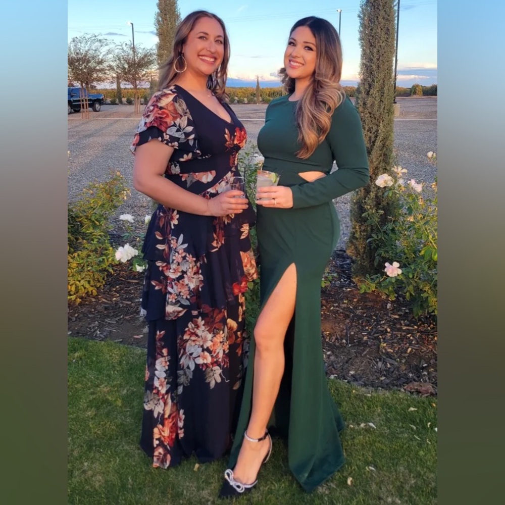 NWT Lulus Going for the Wow Emerald Green Long Sleeve Cutout Maxi Dress - Picture 7 of 11